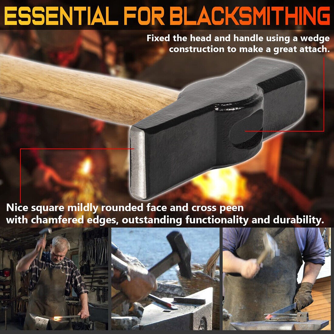 Blacksmiths’ Hammer 0000811-1500 for Knife Making Forge Tongs Vise Anvil Tools