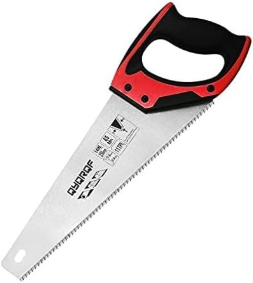 11 TPI Fine-Cut Hand Saw with Red Non-Slip Handle – Ideal for Wood & Plastic