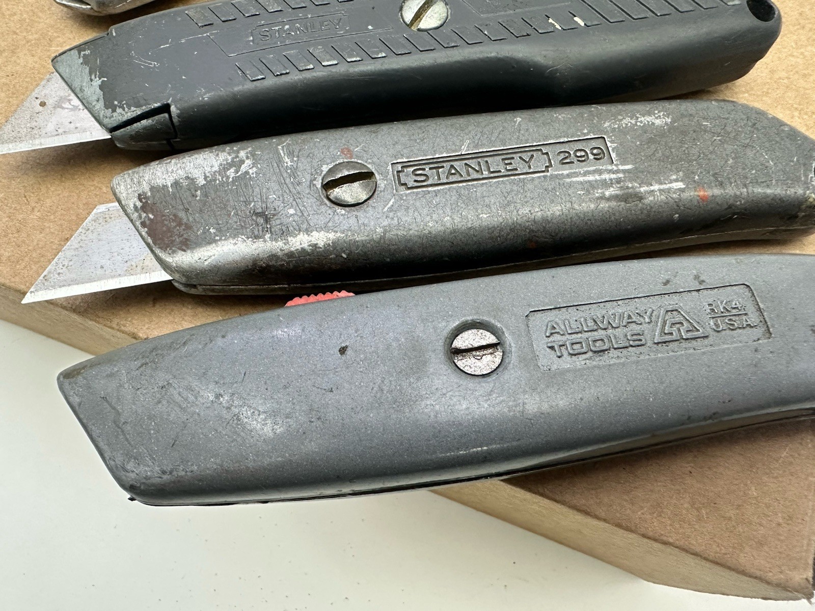 VINTAGE Utility Knife LOT STANLEY Allway Orcon 4 Pieces All Made In USA