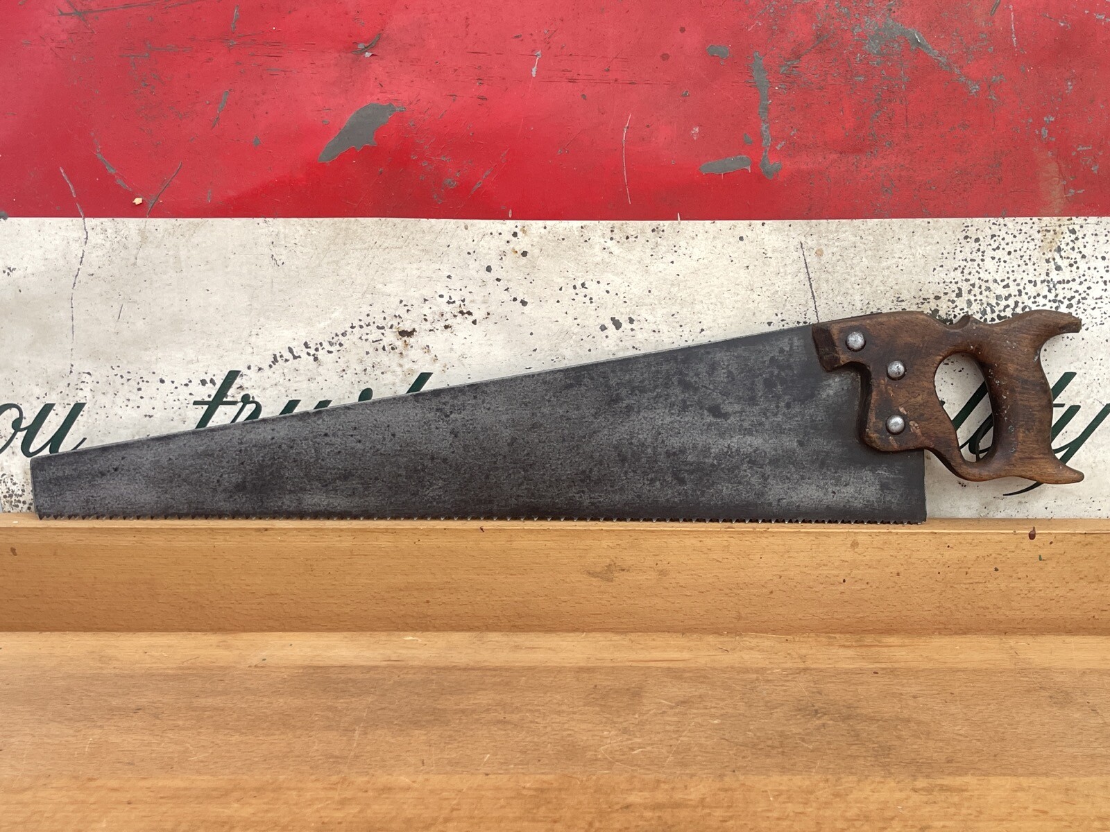 Vintage Early 570mm Straight Back Panel Saw Screws Marked ‘Patent’ Woodworking