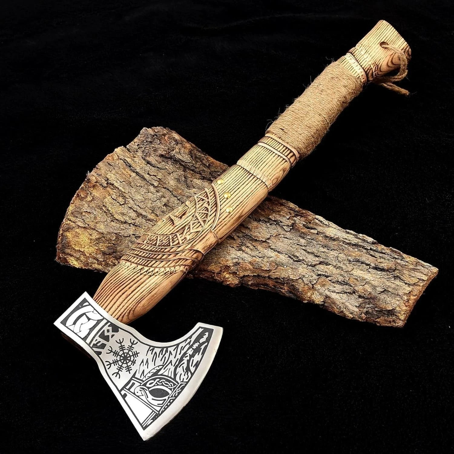 Custom Handmade Viking Axe Carbon Hatchet, Steel Axe, Bearded Axe With Sheath