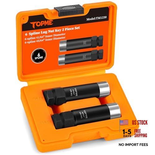 2 Piece 6 Spline Lug Nut Socket Set,6 Point Lug Nut Key 41/64″ and 45/64 “for