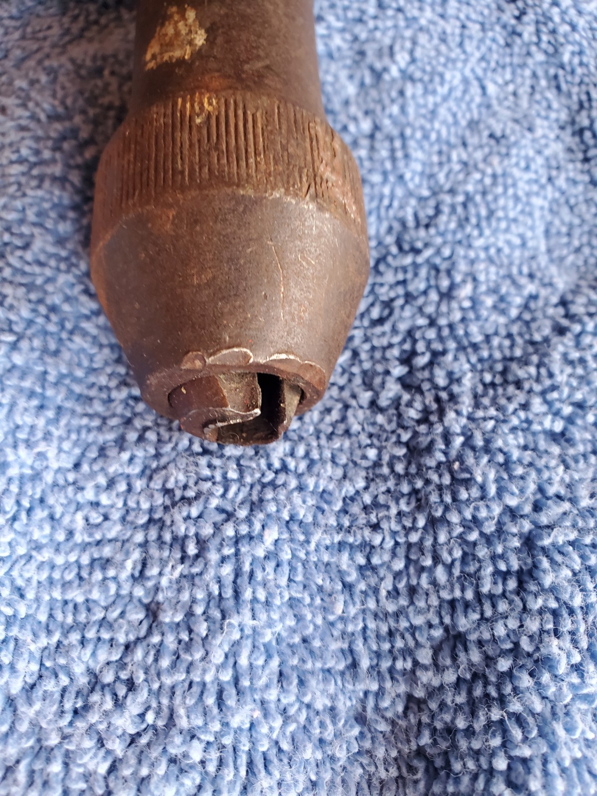 Antique Hand Crank Auger Drill Vintage Woodworking Tool with Wood Handles