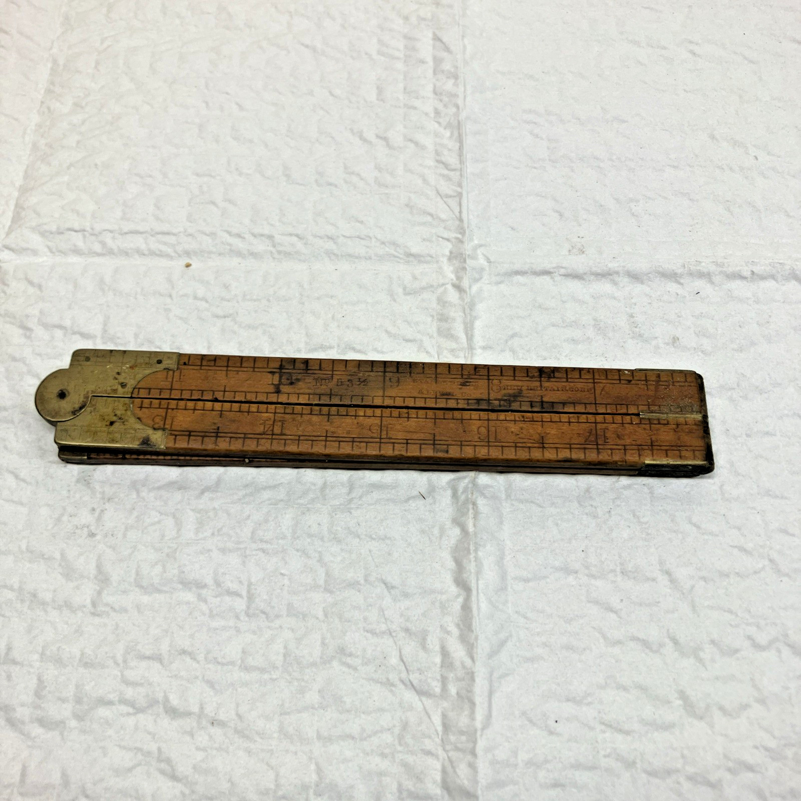 Vintage Stanley No 53-1/2 Architect’s Drafting Rule Ruler Boxwood/Brass