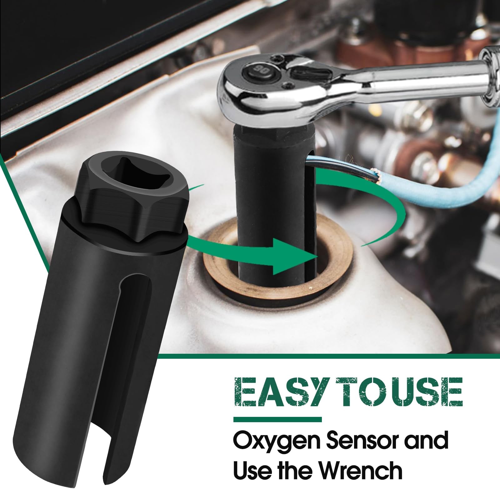 Oxygen Sensor Socket 22mm 7/8 in 1/2 in Drive O2 Sensor Removal Tool Heavy Duty