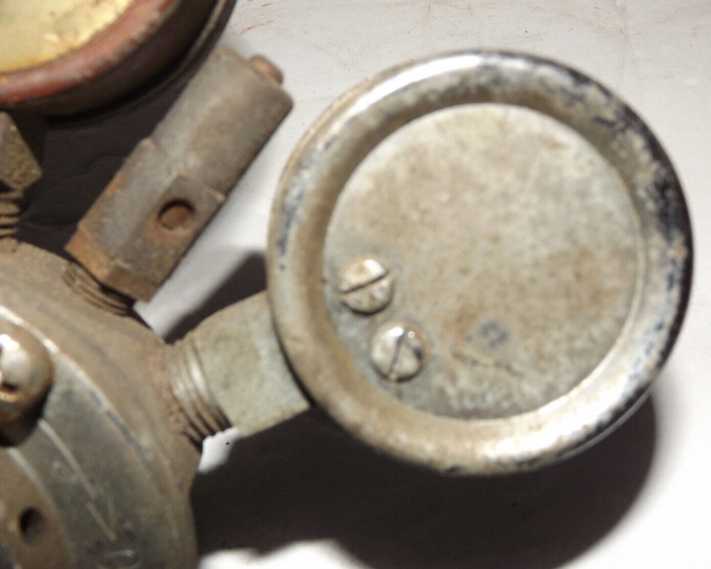 Vtg National Cylinder Gas Double Oxygen Gauge Use No Oil Steampunk Repurpose