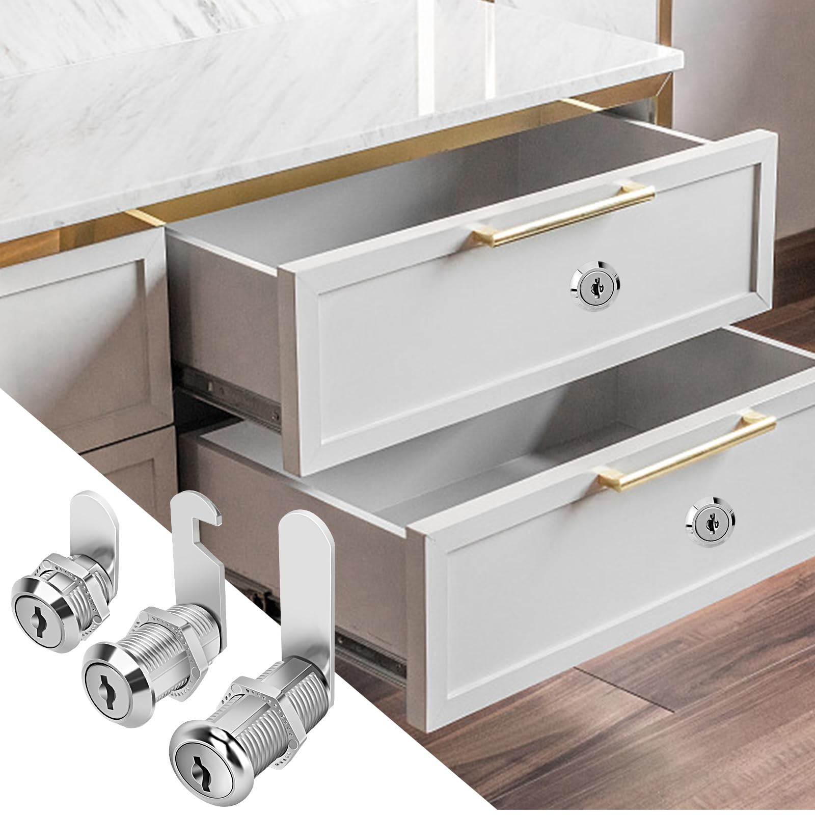 Cylinnda Cabinet Locks with Keys, 1-1/2″ Long Cam 1-1/2 Inch, 2 Pack