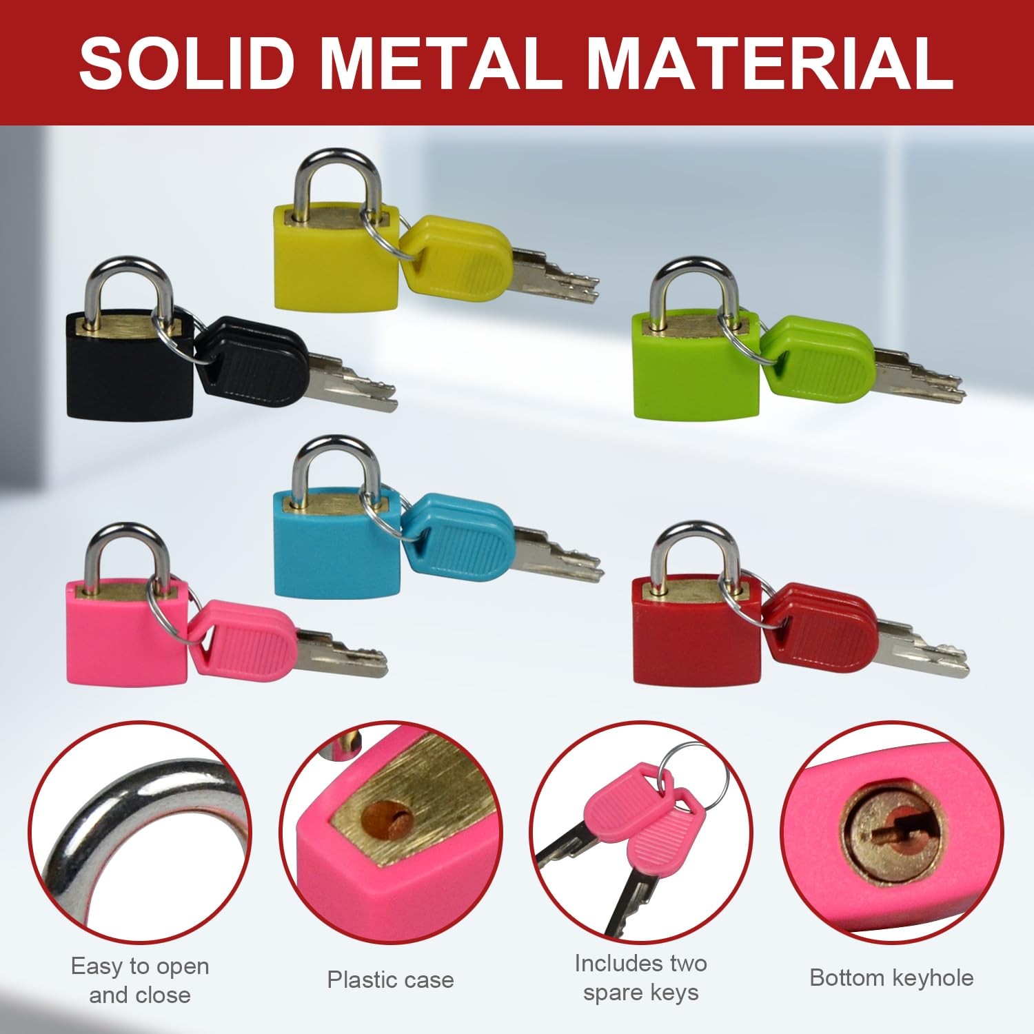 2 Pcs Suitcase Locks with Keys, Multicolor Mini Padlock with Key for Suitcase…