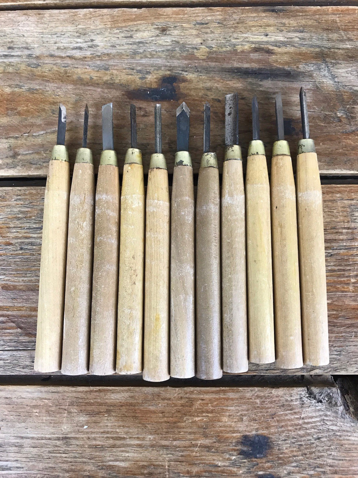 Lot Of 11 Vintage Antique Gouge Wood Carving Tools Chisels Wood Working Japan