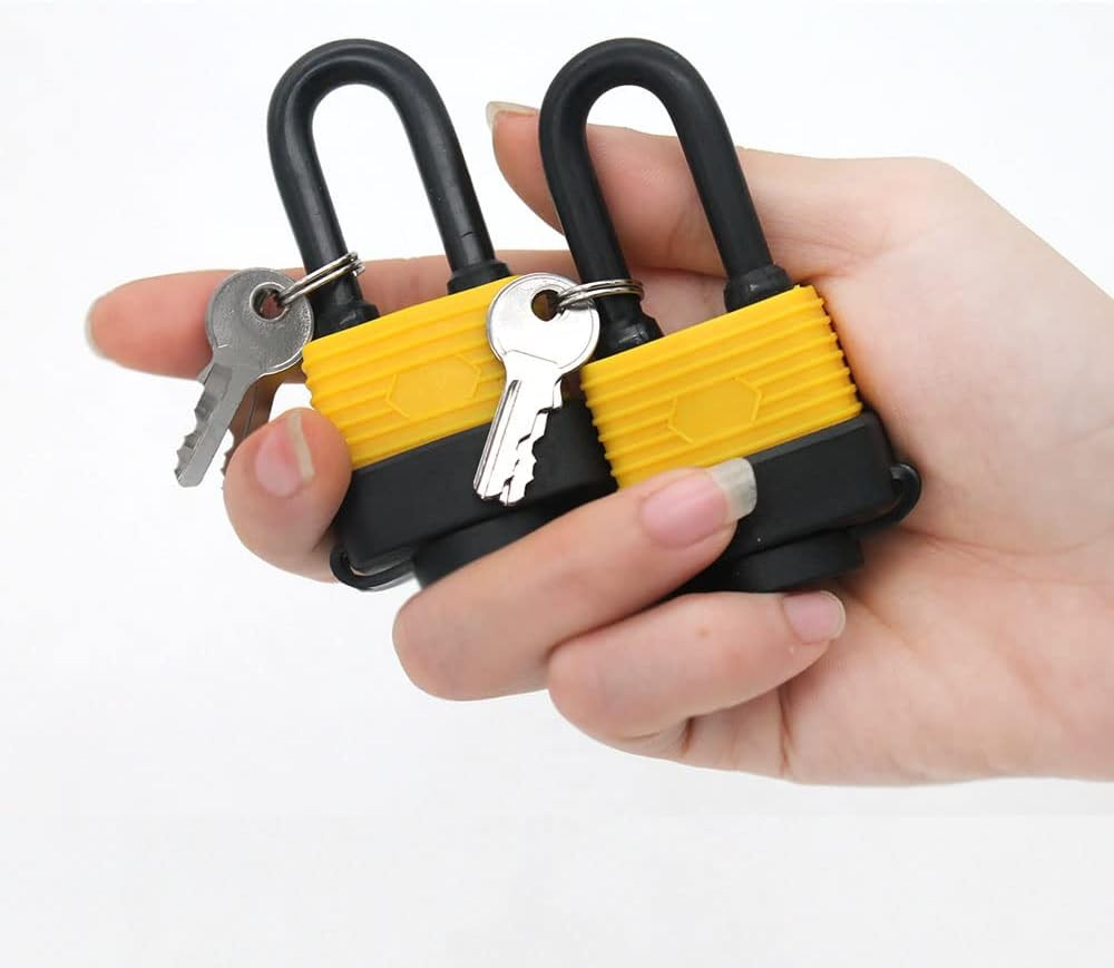 Set of 4 Keyed Alike Waterproof Padlock, Wide Body, Long Beam | Weather