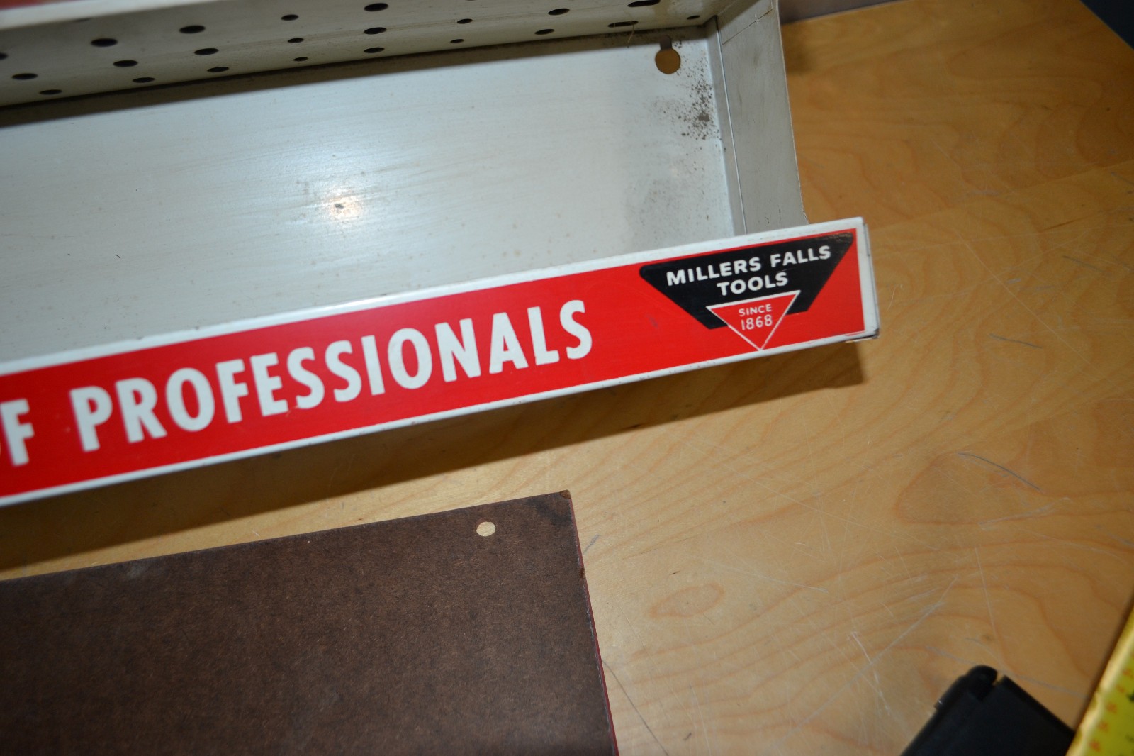 2 pcs. OG ~ vtg MILLERS FALLS Hardware Store Display Screwdriver Rack & Bit Sign