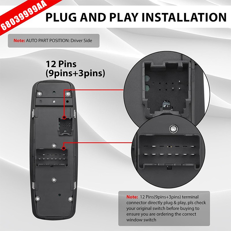 New Front Left Power Window Switch for Dodge Grand Caravan Chrysler Town&Country