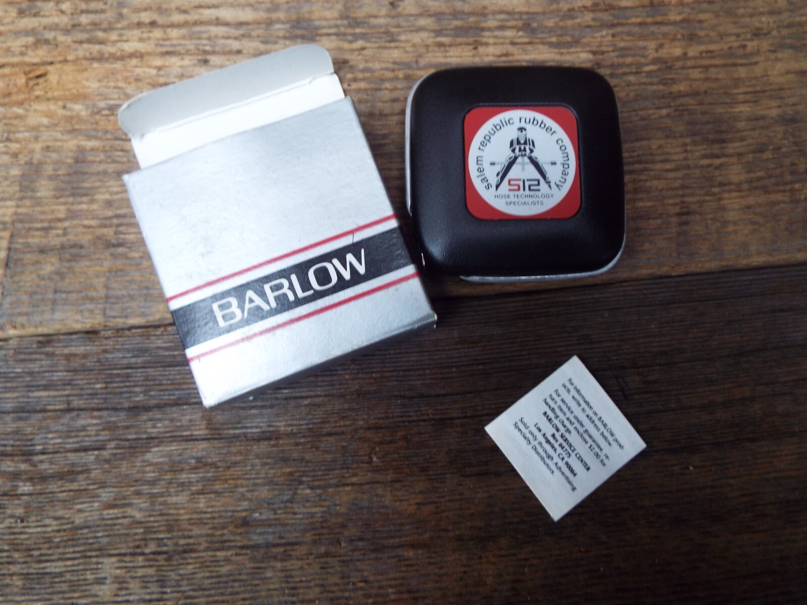 Vintage Barlow Tape Measure In Box Promo For Salem Republic Rubber Company