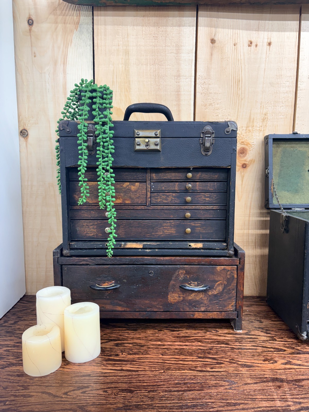 Vintage Gerstner Antique Oak Wood Classic Machinist Toolbox