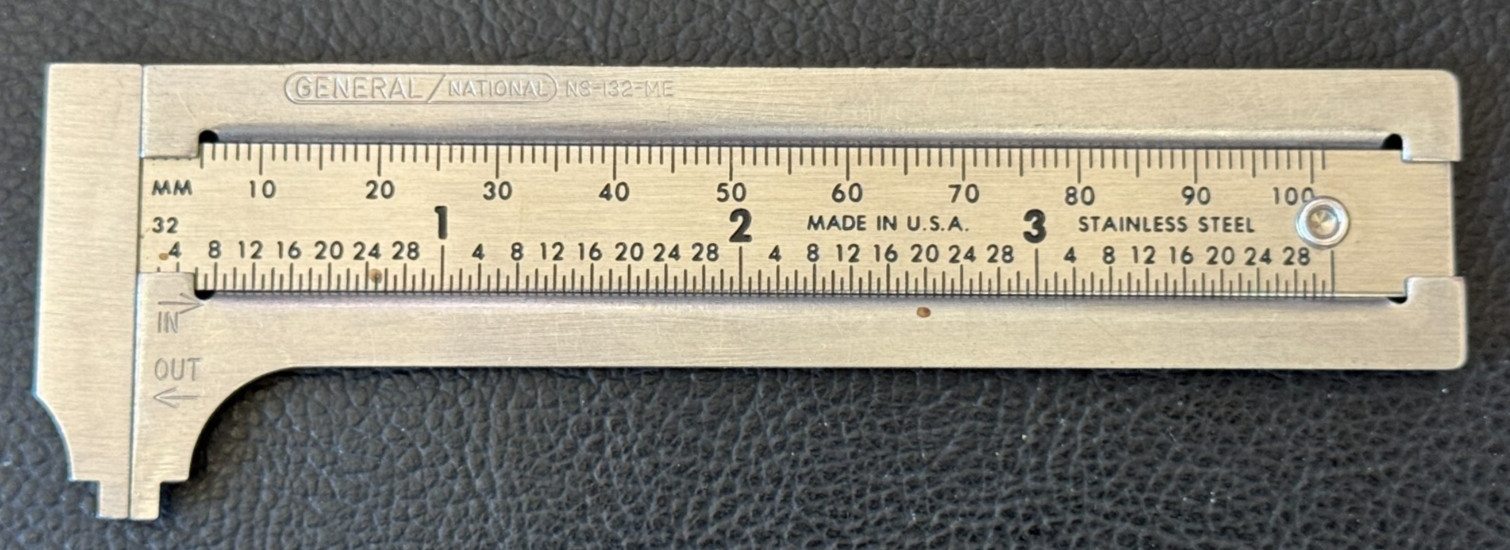 Vintage GENERAL/NATIONAL Sliding Pocket Caliper Machinist Tool NS-132-ME
