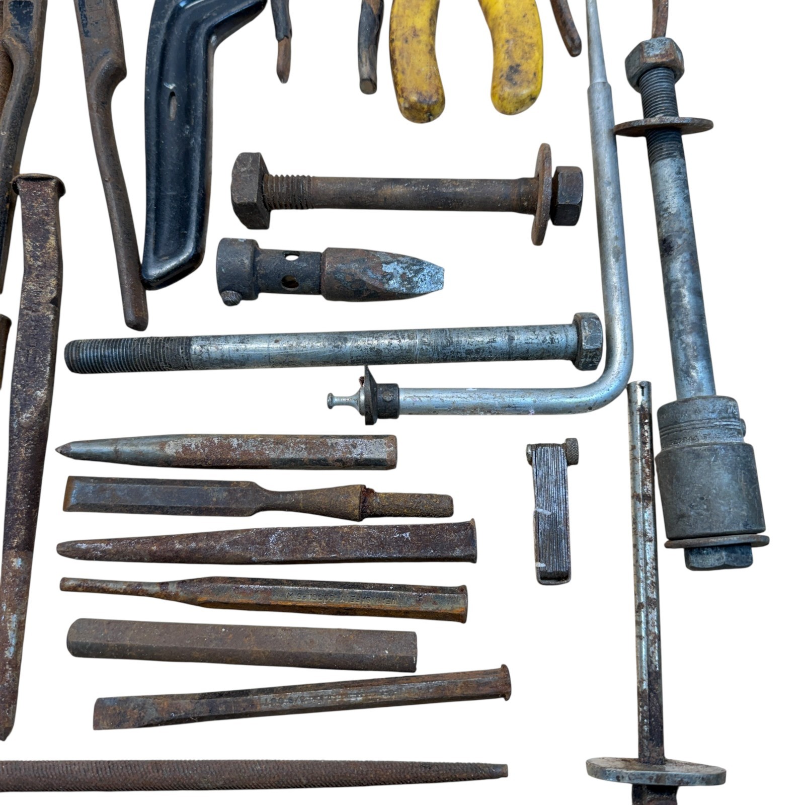Vintage Tool Lot Pliers Tin Snips Punches Hacksaw Mixed Estate Rusty Tools