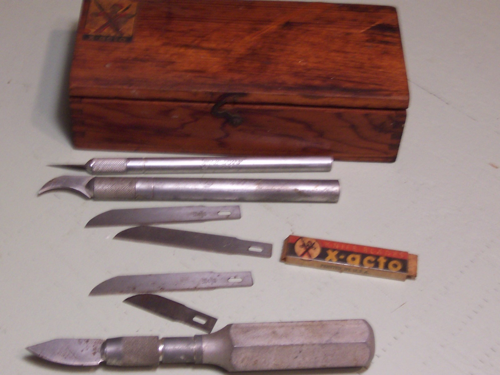 Vintage Early X-acto Knife Set in Box With several Blades