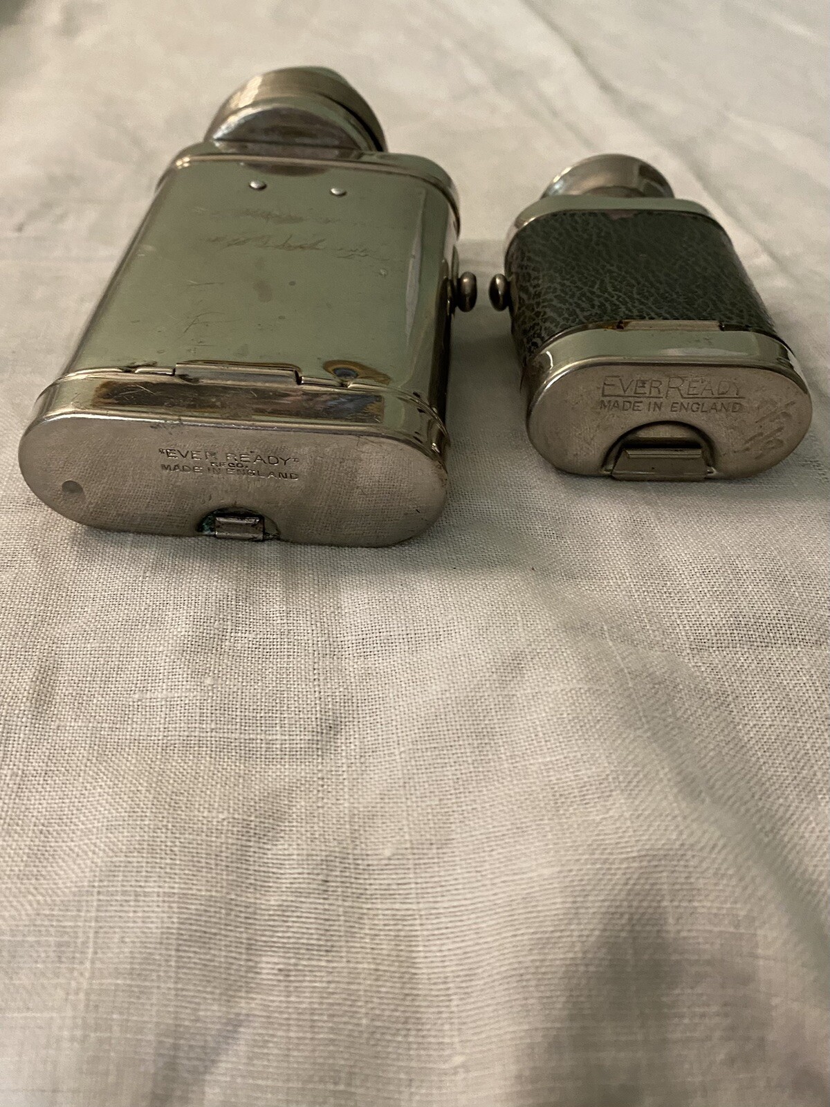 COOL 2 VINTAGE EVER READY TORCH BIKE LIGHTS 30S -50S LARGER ONE ENGRAVED