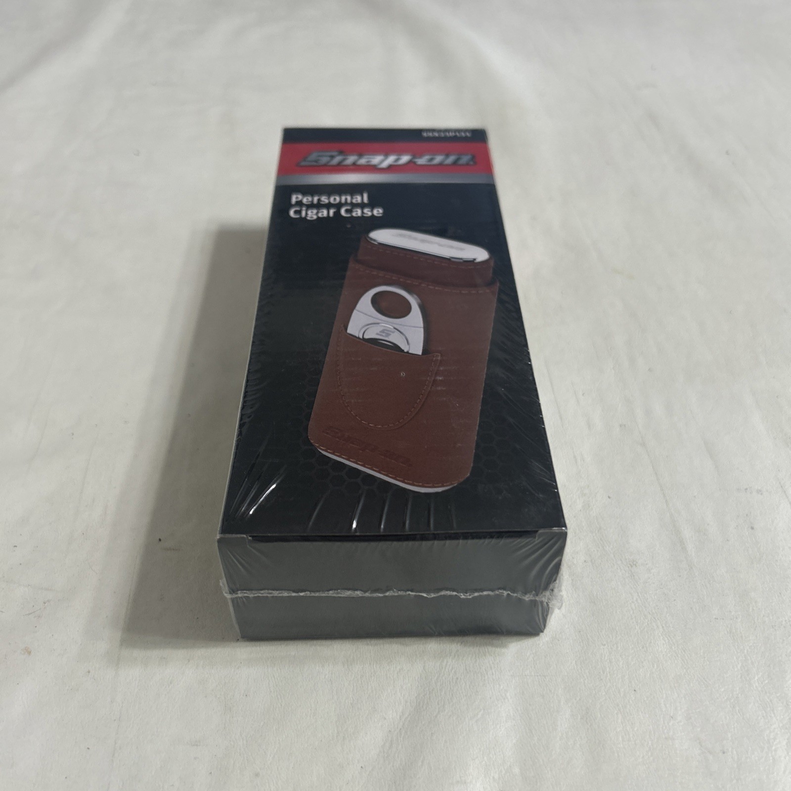 Snap-on Cigar Case Holder Brown Silver w/ Cutter Collectable Memorabilia Limited