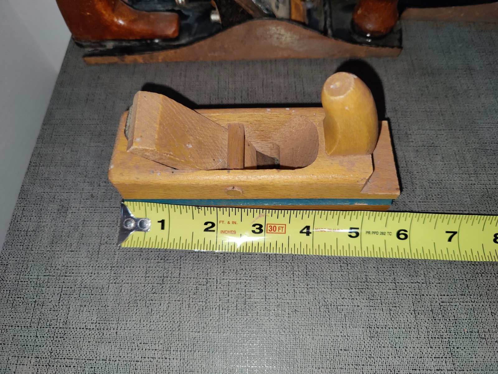 Lot of 2 Vintage Made In USA Smooth Bottom Wood Hand Plain 9.5″ + 1 Homemade