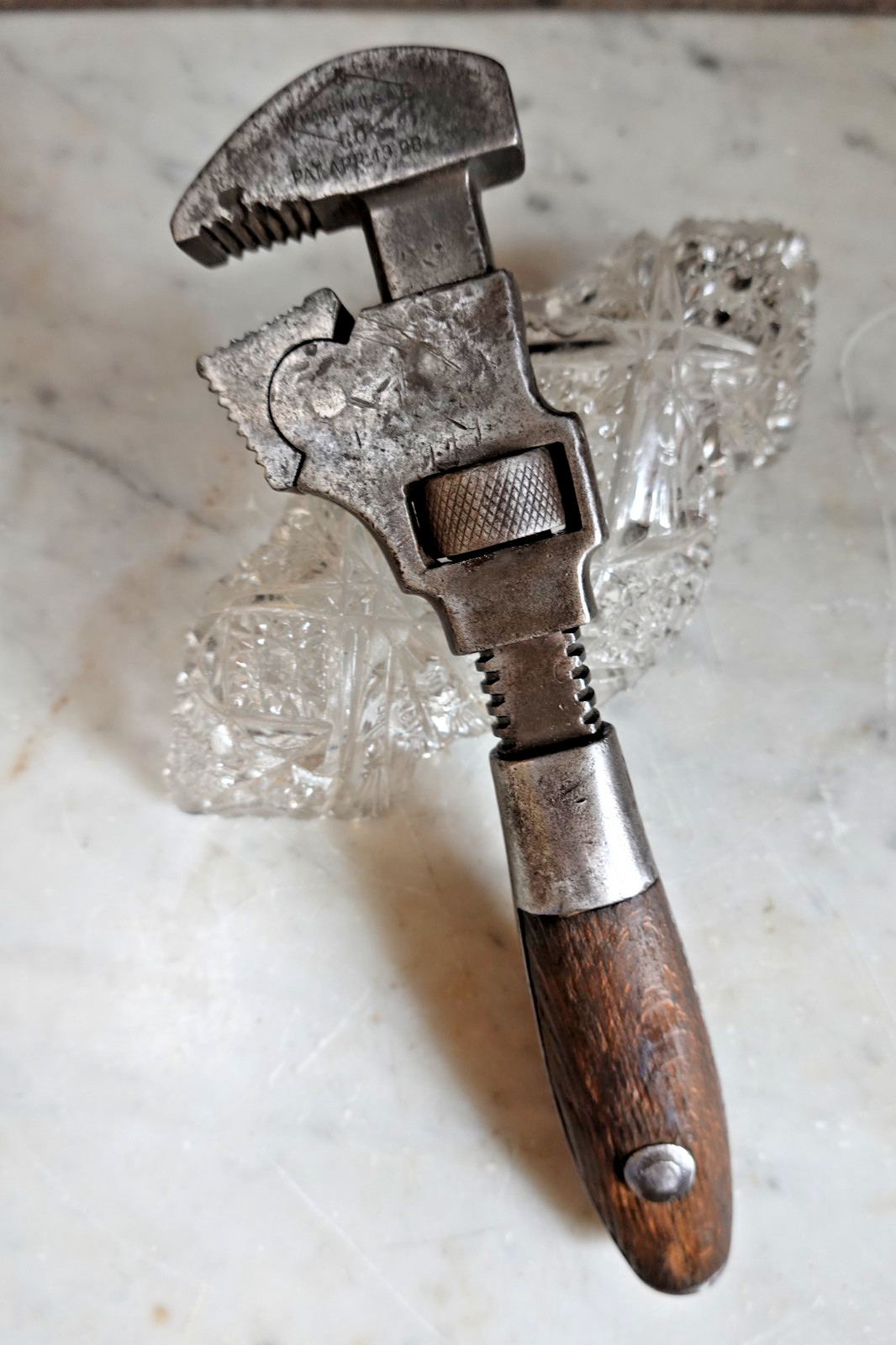 Antique W&B 1898 IMPROVED MOVABLE JAW MONKEY WRENCH Mechanic Carpenter