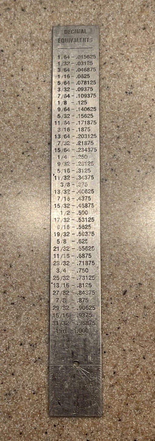 Vintage Steel Ruler 6 in The Duff Norton Manufacturing Co Decimal Equivalents