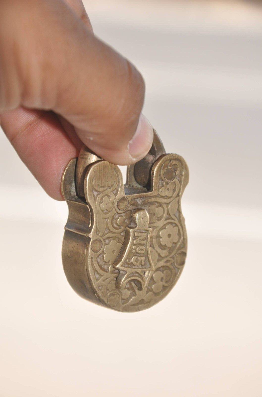 Vintage Brass Unique Flower Engraved Handcrafted Padlock,Collectible