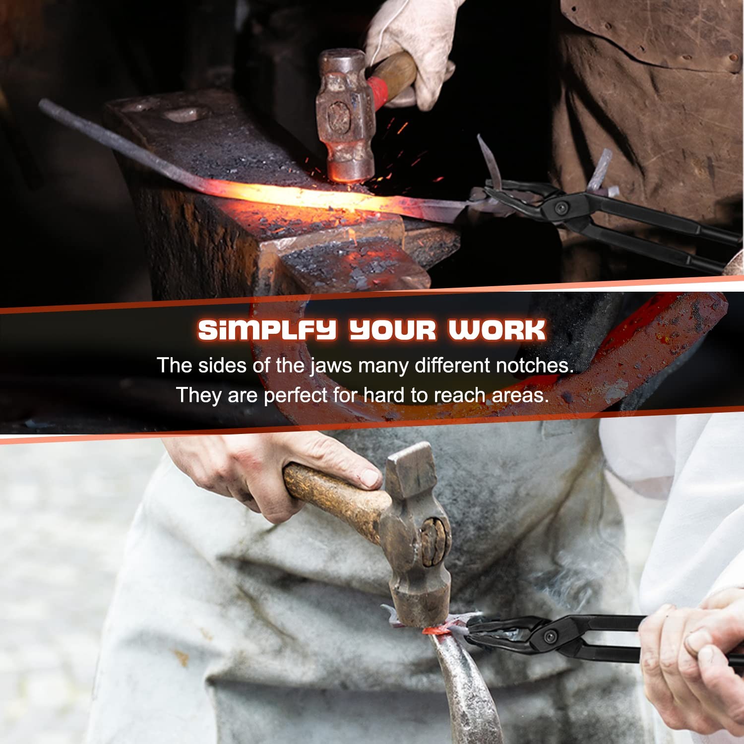 Upgraded Tongs Wolf Jaw or Beginner & Seasoned blacksmiths 17 in (430 mm)