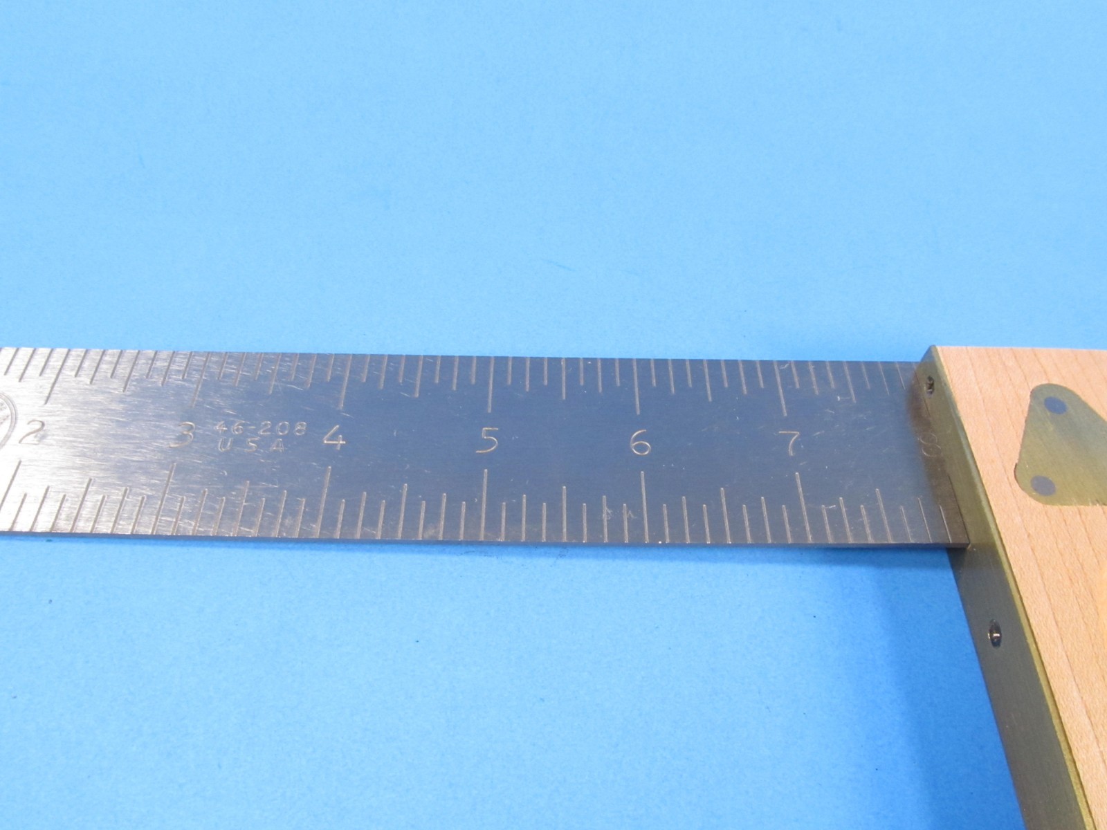 bright & showy 8″ Stanley No 46-208 try square w/ Eagle Square since 1817 logo