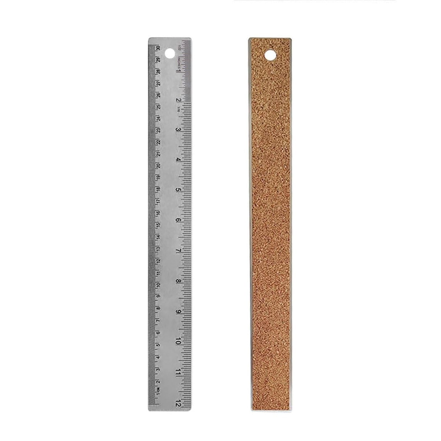 12-Inch Stainless Steel Metal Ruler with Non-Slip Cork Backing – 1 Pack