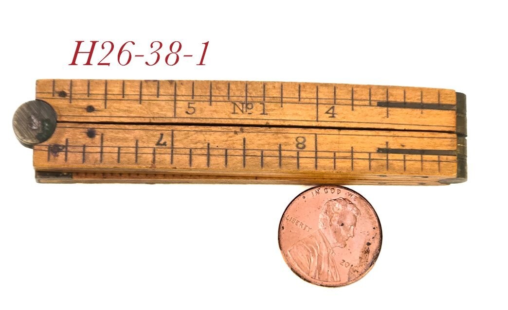mini 1 foot BOXWOOD BRASS RULE RULER tool CS and Co Chapin Stephens