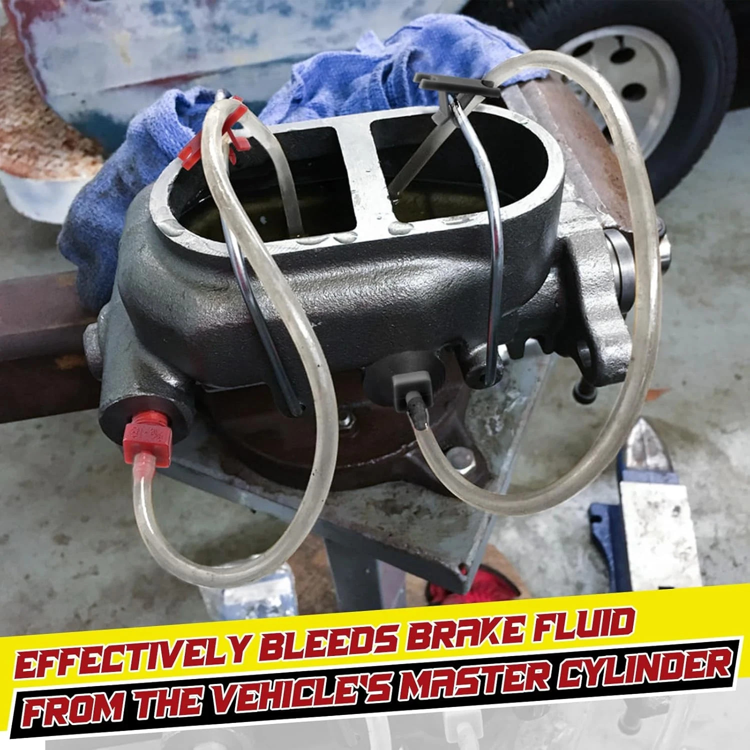 Master Cylinder Bleeder Kit Complete Brake Bleeder Kit with 22 in Clear Hose Cl