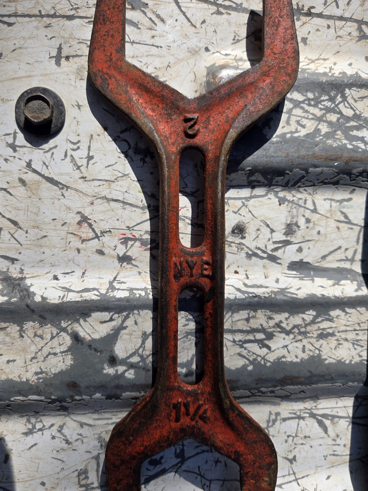 Lot of 2 Vintage Cast Iron Wrenches JI Case 1823C & NYE P935 Skeleton Spud Tool