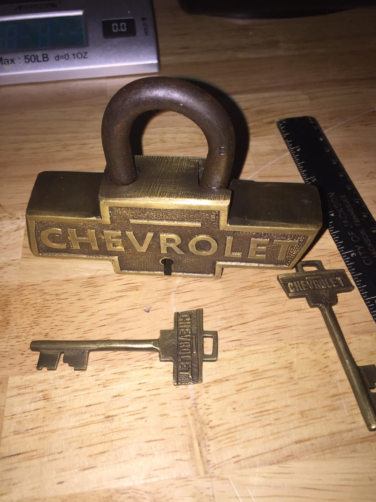 Chevrolet Padlock Key Set Lot PATINA METAL 1+LB Chevy HOTROD Auto Collector Car