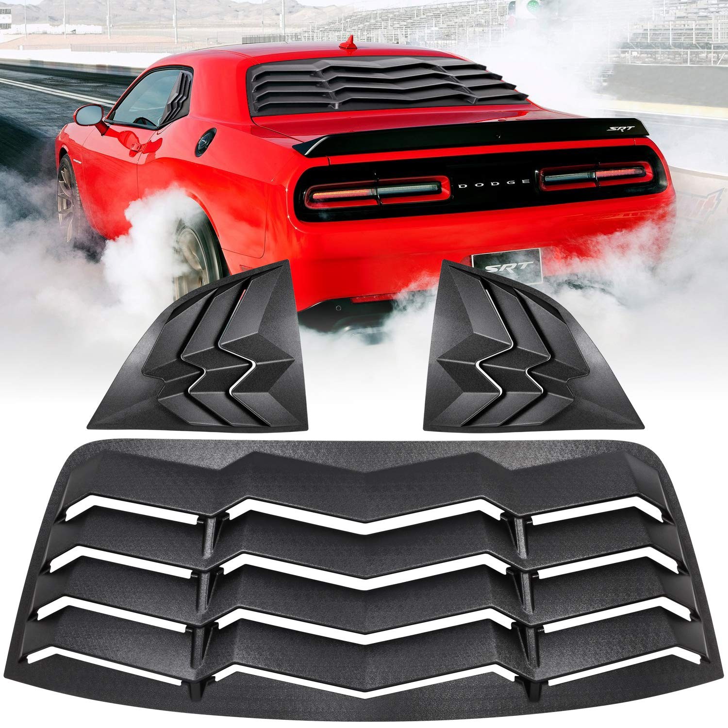 Dodge Challenger Window Louvers 2008-2023 Matte Black