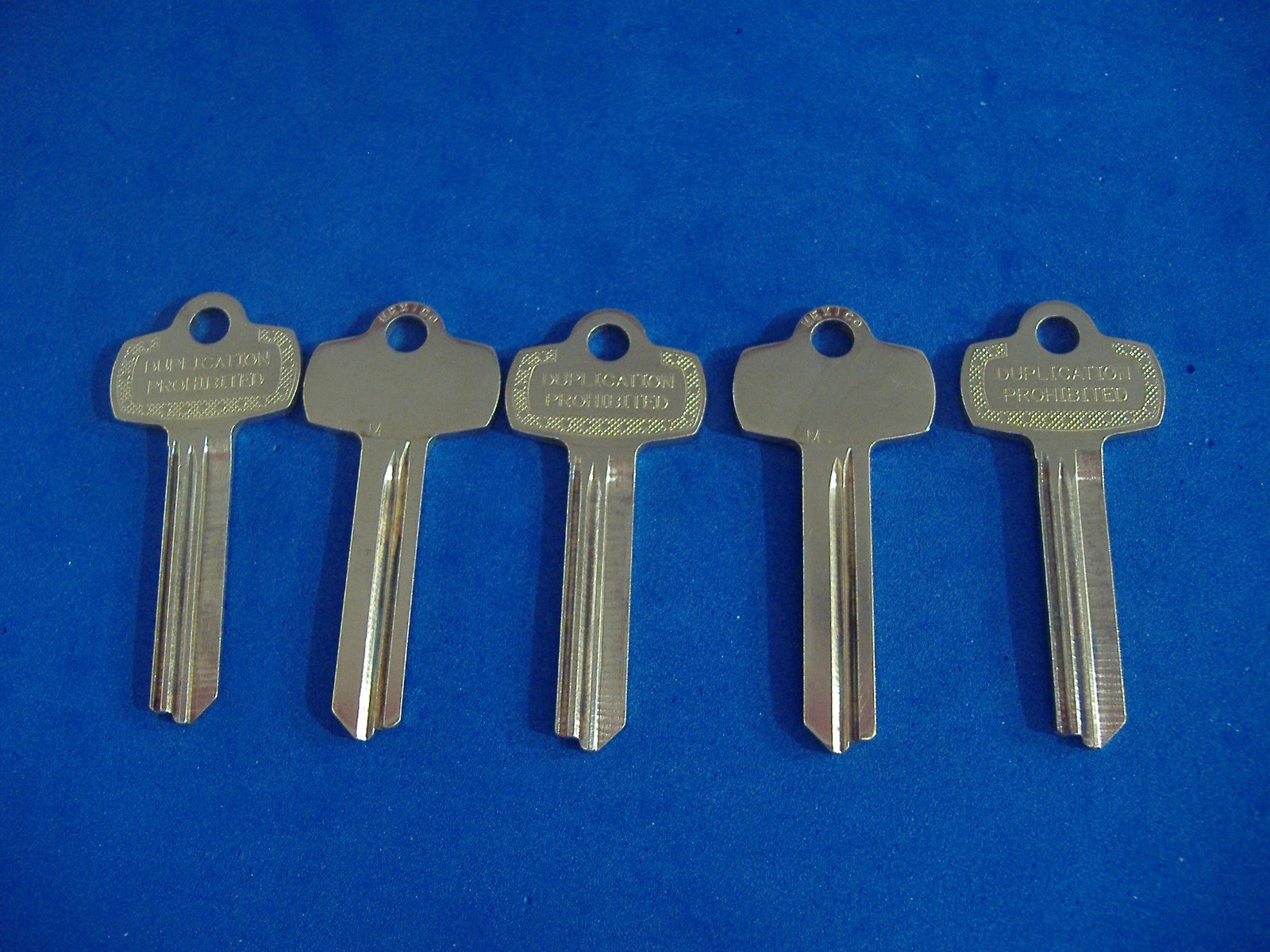 LOT OF FIVE NICKEL SILVER FITS BEST KEY BLANKS FOR ” M ” KEYWAY