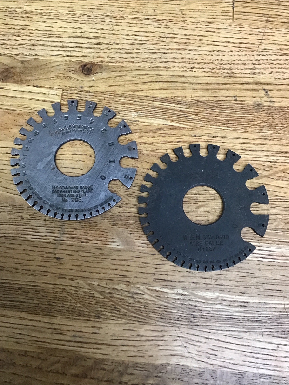 Starrett No. 283 Gage for Sheet & Plate Iron and Starrett No. 287 Wire Gage