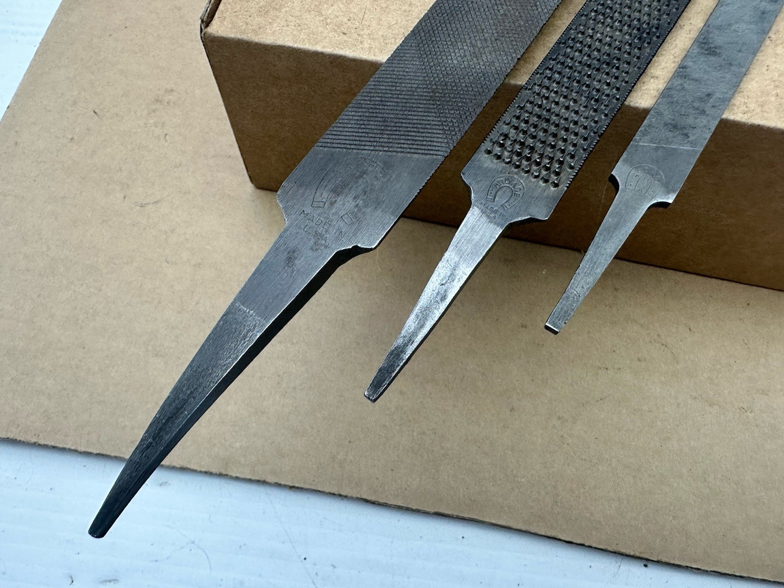 Vintage Lot Of 3 Arcade Horseshoe Flat And Half Round Machinist File Made In USA