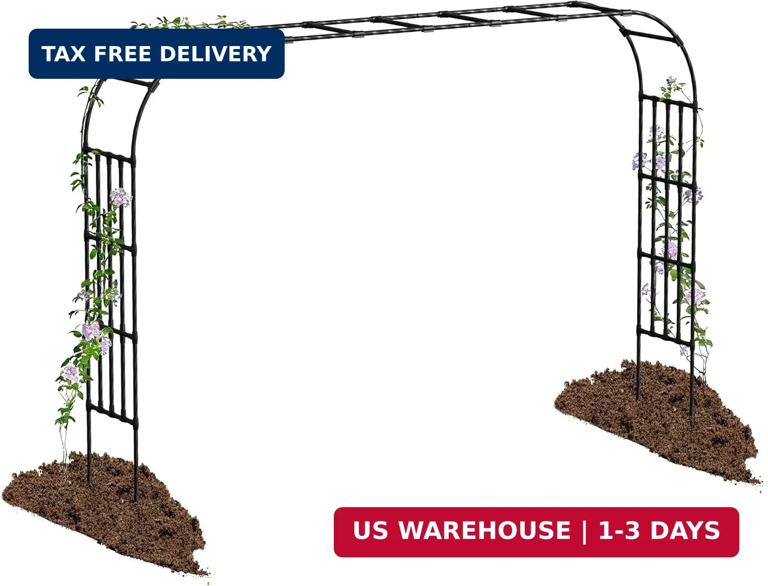 Large Garden Arch Trellis,11.75ft x 8.53ft Sturdy Metal Full Garden Arbor for Cl