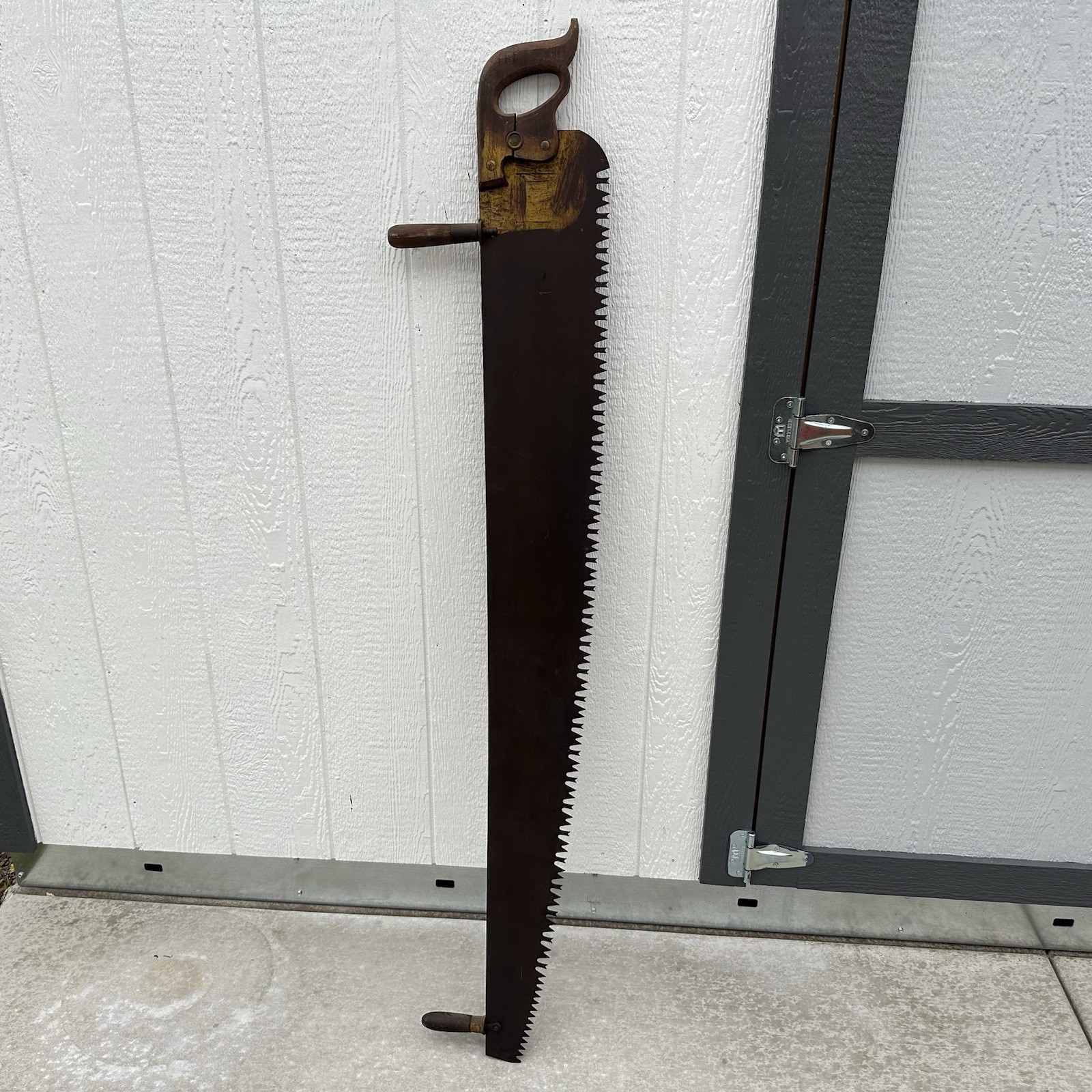 Antique Disston Crosscut Hand Saw 60″ 5ft 2 Man Timber Logging Tool Wood Handles
