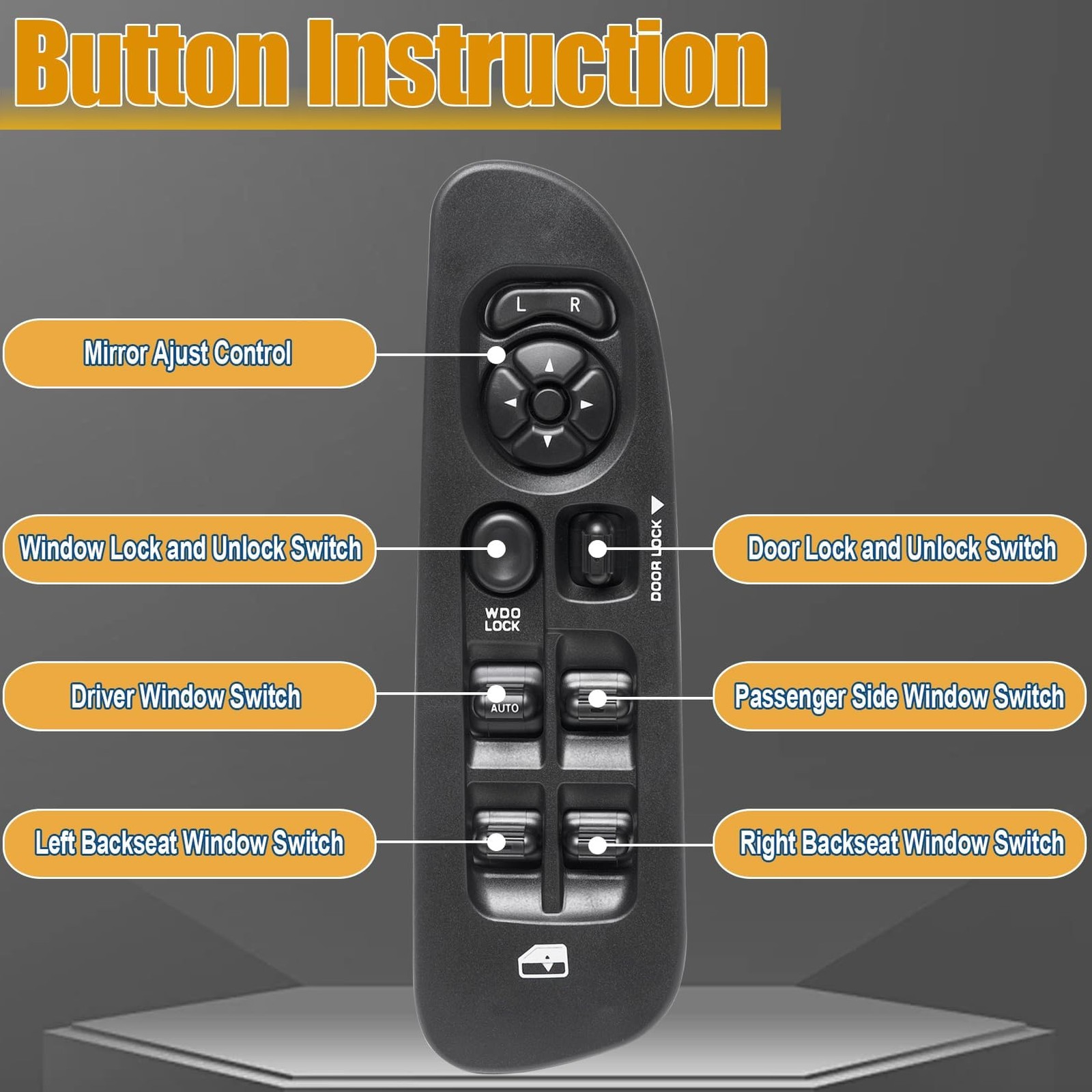 56049805AB Master Power Window Switch and Bezel, Window Switch Driver Side Co…