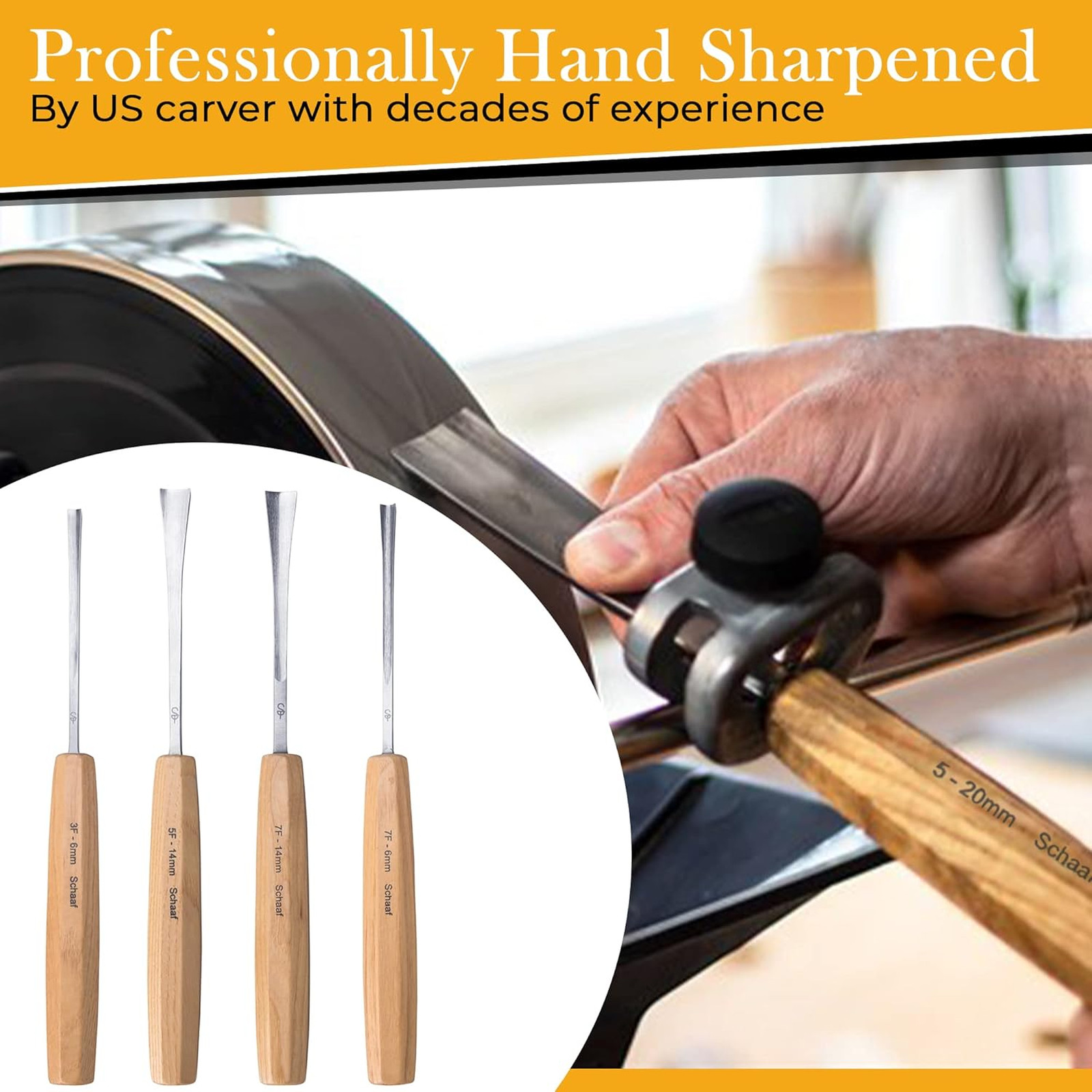 Wood Carving Tools Set of 4 Fishtail Chisels Gouges with Canvas Case Razor Sharp