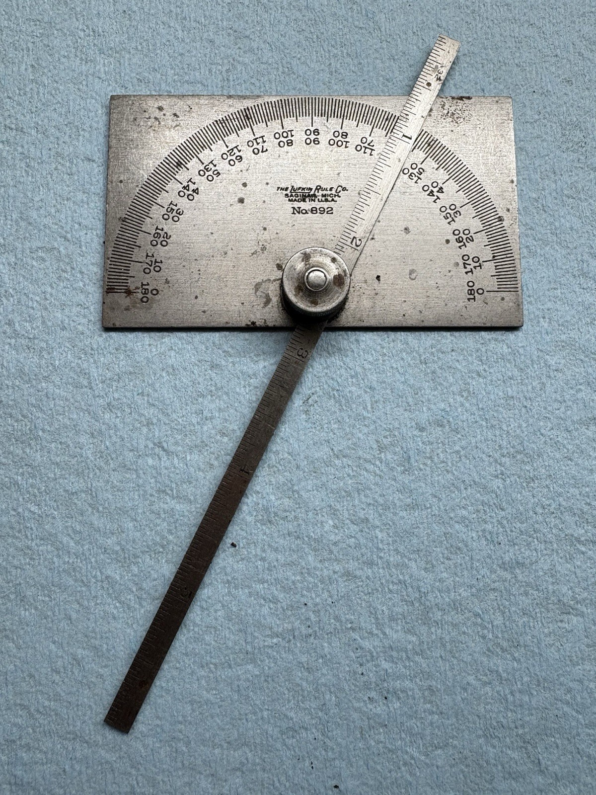 Lufkin Rule No. 892 Protractor Depth Angle Gage Gauge with No. 2310 6″ Rule USA