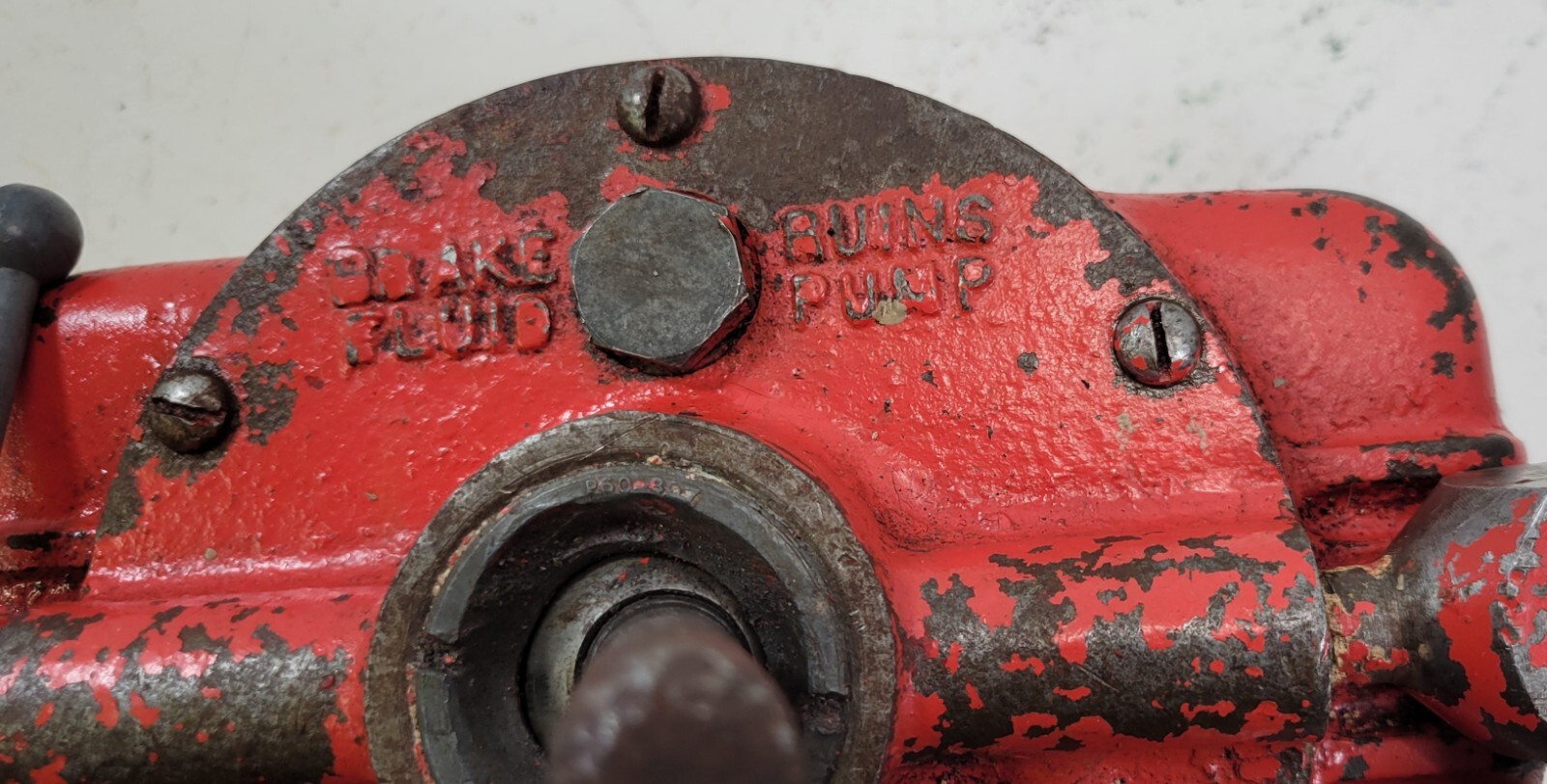 *A) Vintage Hydraulic Pump Lever with 5″ Jas P Marsh Gauge