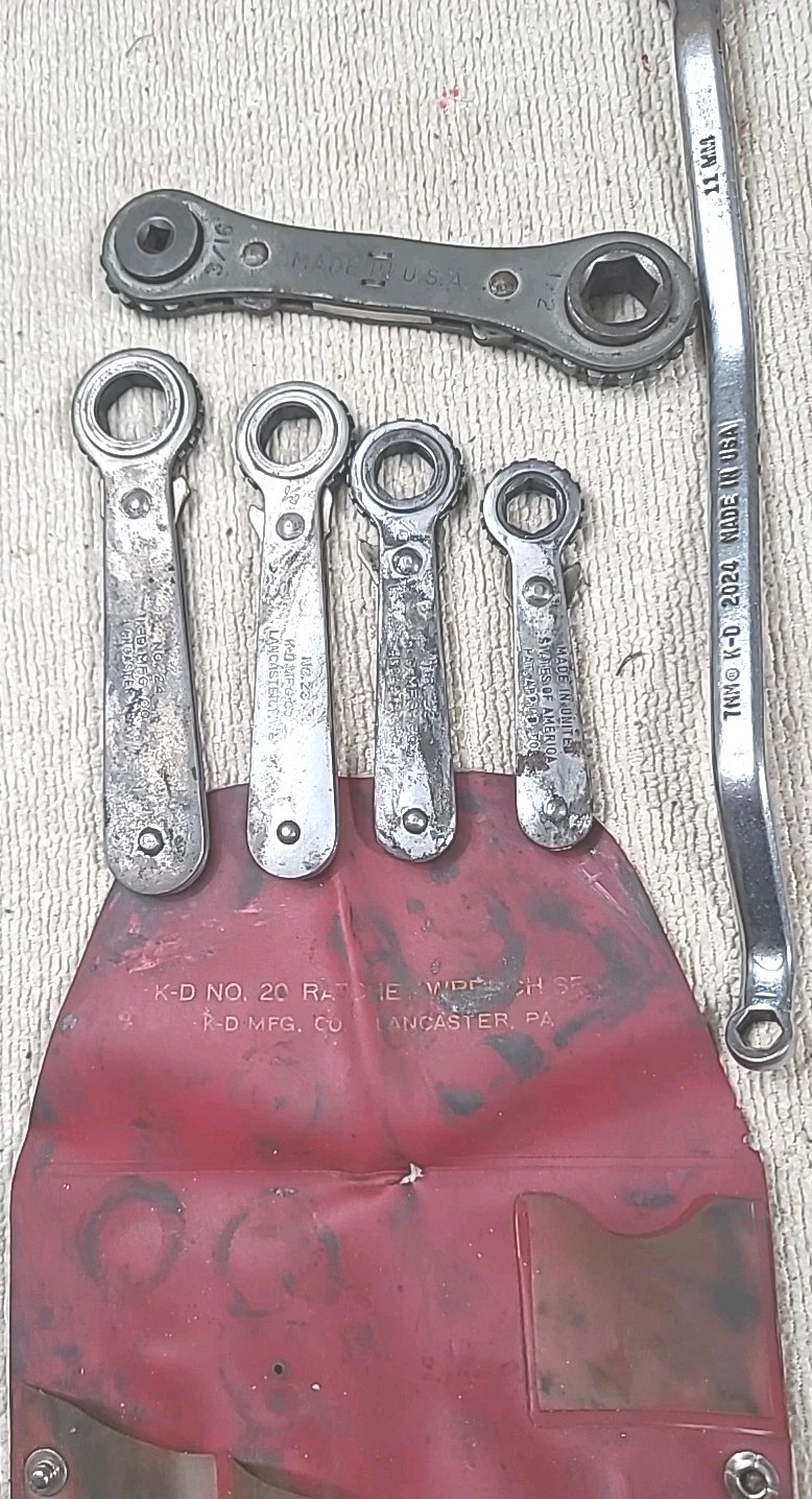K-D Tools No.20 6pt Ratcheting Box End Wrench Set. Plus 2 Extra Tools USA Made