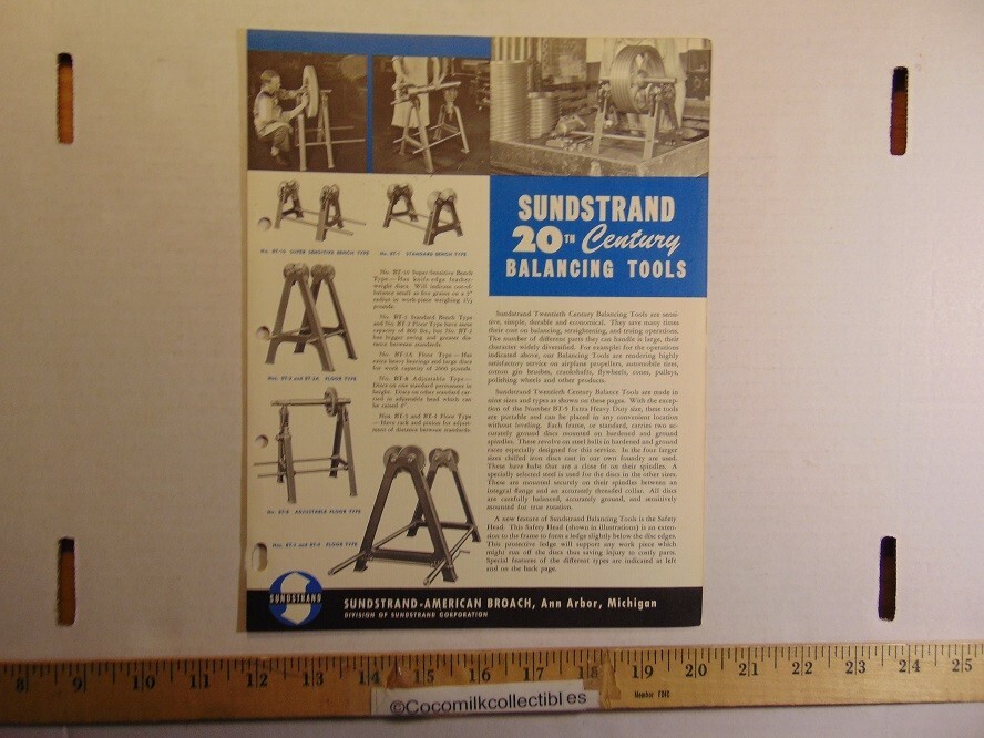 Vintage Sundstrand Balancing Tool Sundstrand-American Broach Brochure Ann Arbor