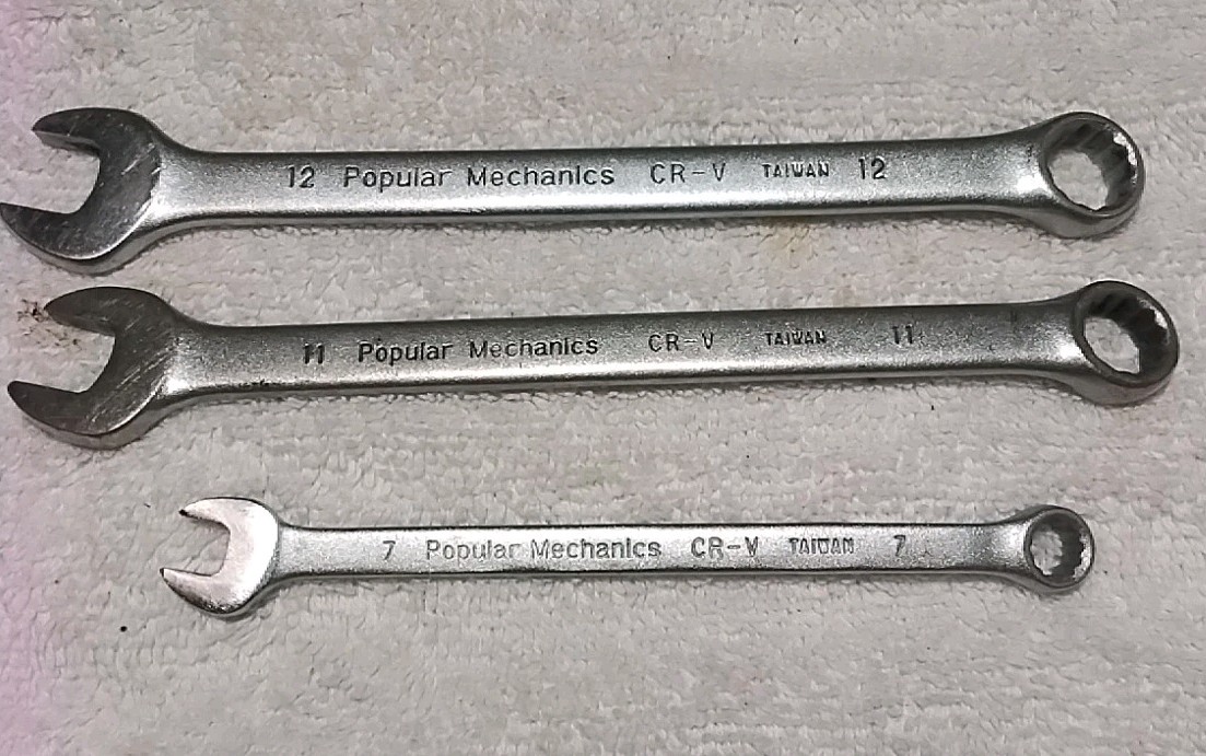 3pc POPULAR MECHANICS 7-11-12MM 12PT COMBINATION METRIC WRENCH SET MADE IN…