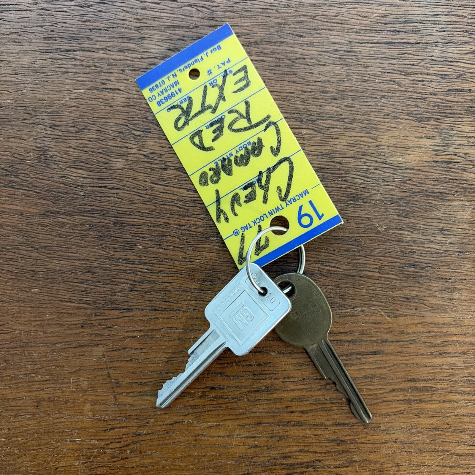 Vintage Set of Automotive Keys Lot of 2 GM 1977 Camaro