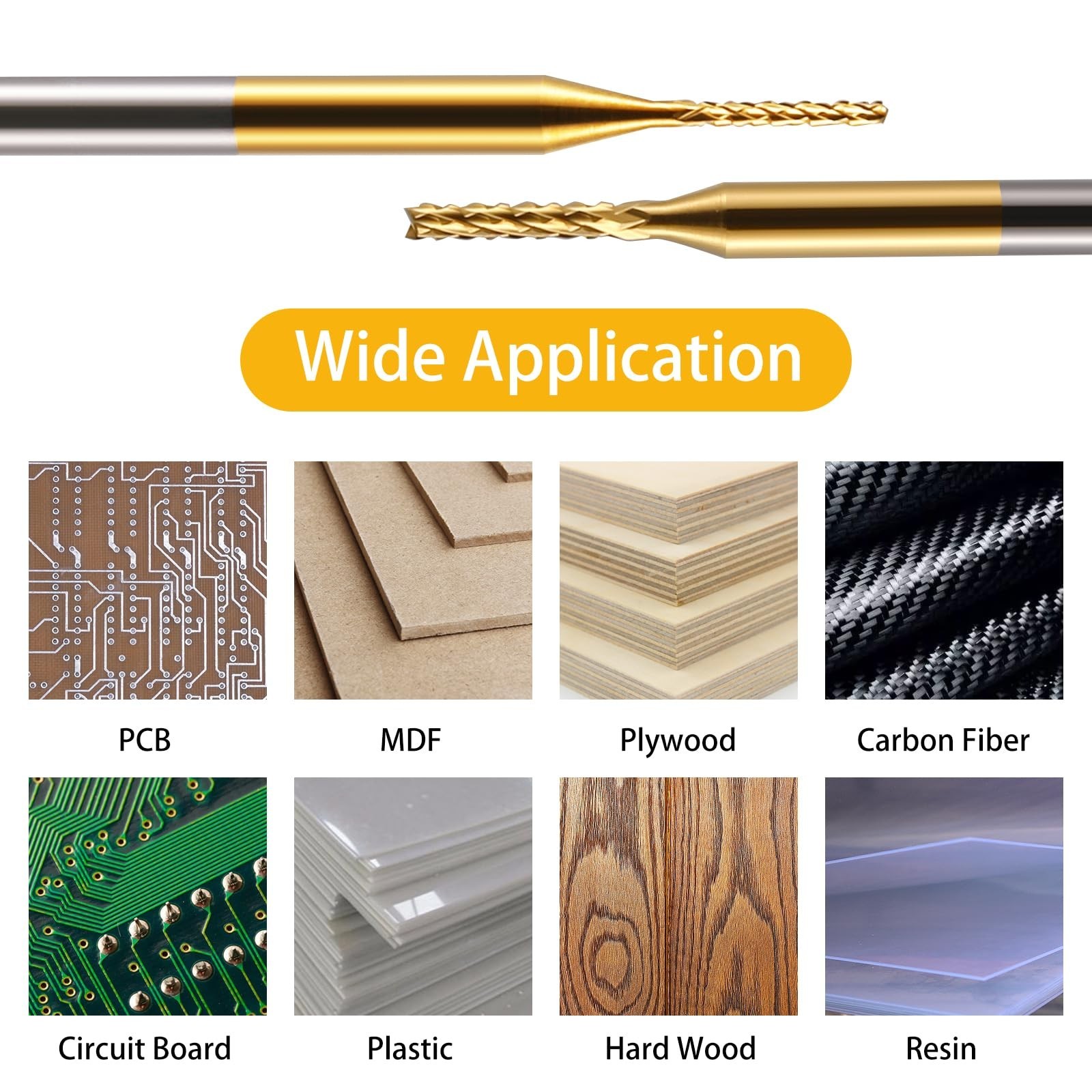 End Mill Sets,10Pcs Titanium Coat Ending Mill,1/8″ Shank 0.8-3mm Micro End Mi…