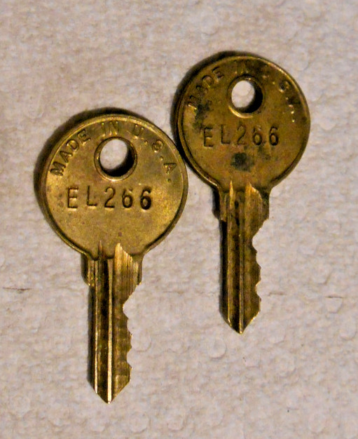 Lot of 2 Original Sears Craftman Tool Box Cabinet Brass Keys # EL266 USA